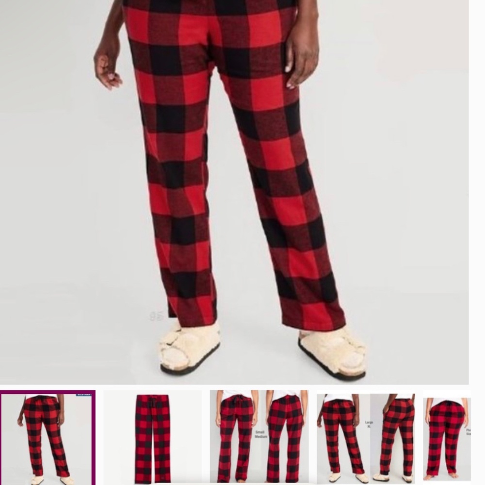 OLD NAVY Flannel Pajama Pants Black White Buffalo Plaid holiday fall cozy warm - Picture 3 of 4